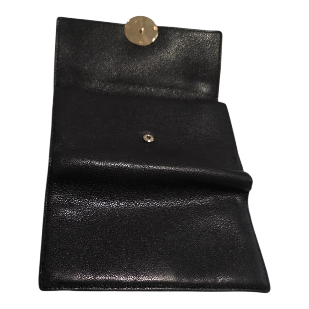 Michael Kors‎ Black Leather Tri Gold Wallet with Gold Logo